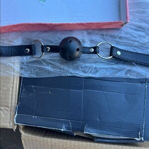 Black Leather Equestrian Bit with Silver Rings